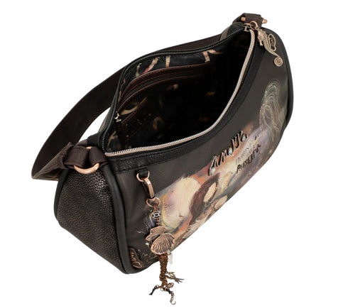 Poseta casual, dama, ANEKKE 39702-309, negru, piele ecologica